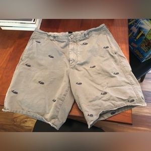 J. Crew Men’s Cotton Embroidered Whale Shorts 35 EUC!